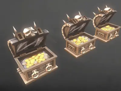 Treasure Chest Bundle Low-poly 3D model