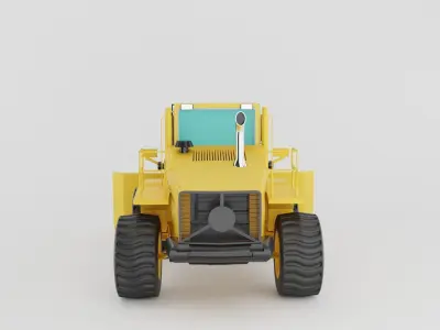 Motor grader of yellow color on white background Low-poly 3D model