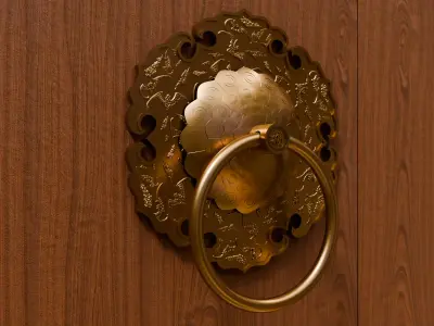 Chinese Style Vintage Door Knocker 8- High Poly 3D Model 3D print model