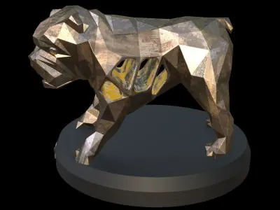 Steampunk Old Bulldog Pose Low-poly 3D model