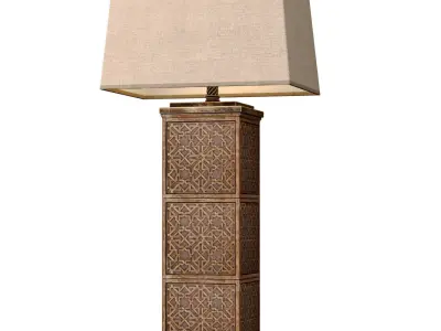 Wood Arabic Oriental Nightstand bedside Arabesque Table Lamp 3D model