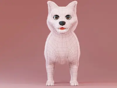 Cute 3D Dog Model - Boo - Cute 3D Dog Model with fur for blender Low-poly 3D model