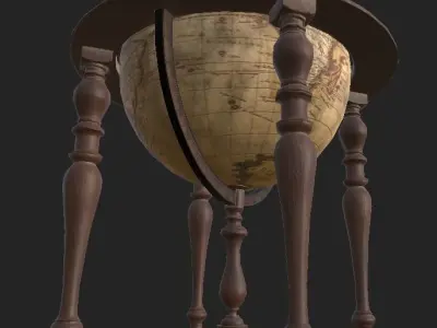Standing Globe Low-poly 3D model