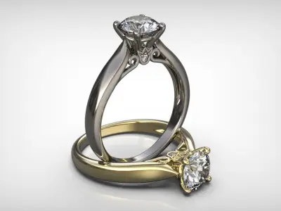 1Cts Diamond Engagement Ring 3D print model
