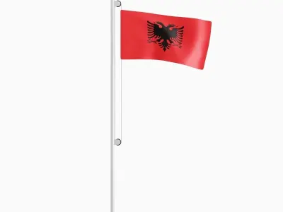 Flag of the Albania Low-poly 3D model