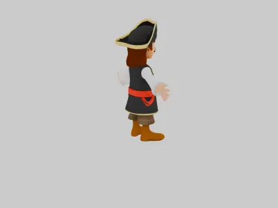 3D Cartoon Pirate Character TPose Game Ready 3D model
