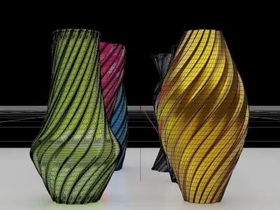 Twisted Wavy Six Vases 3D print model