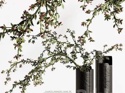plants bouquet vase 34 3D model