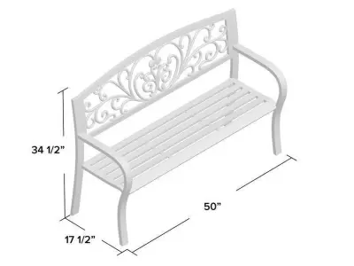 Blooming Iron Garden Bench Chair 3D model