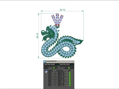  Diamonds Dragon Pendant 3D print model