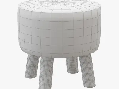 Luxury Gotland sheepskin stool 3D model
