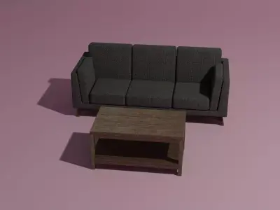 Couch and coffee table set 3D model