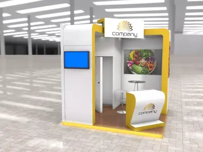 Exhibition Stand Booth stall 3x3m Height 330cm 2 Sides Open 3D model