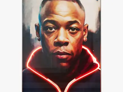 Snoop and Dre posters with neon 3D model