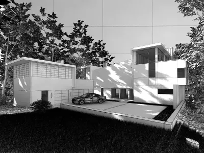 Wooden Modern Villa 3D model