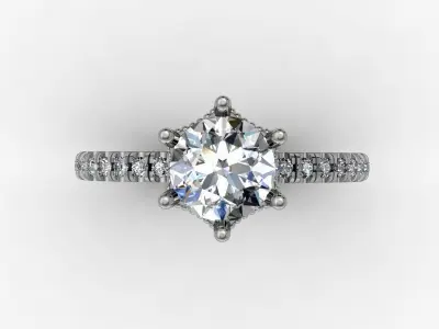 Engagement ring with patterned basket 3D print model