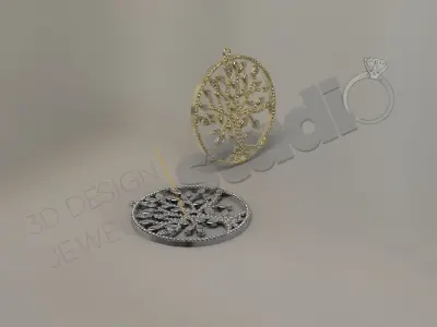 Art luxury tree of life with gems pendant 3d model 3D print model