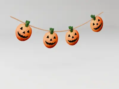 Halloween Garland Decoration - Pumpkins 3D model