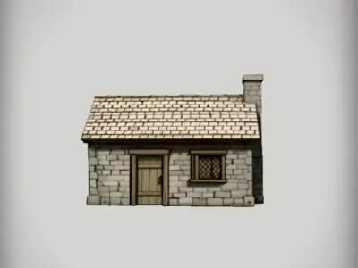 Whimsical Fairy Tale Stone House Low-poly 3D model