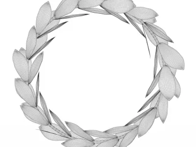 Gold Metal Leaves Wreaths 3D model
