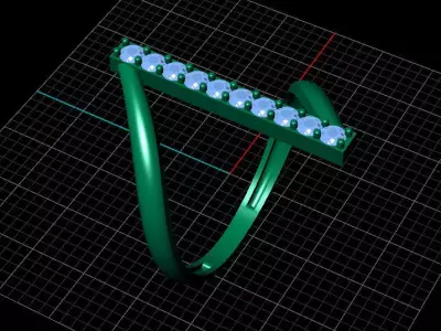 Minimalist Diamond Pave Bar jewelry  Ring 3D print model