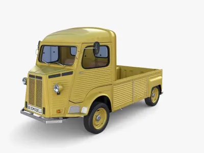 Generic 40s Van Pick Up with interior v3 3D model