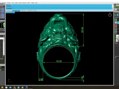 Luxury Tiger Head Feng Shui Signet Ring for Men 3796 3D print model