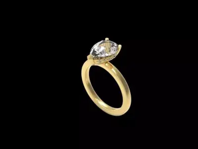 Pear Hidden  Halo Engagement Ring Free 3D print model