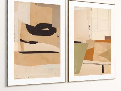 Plaster Two Photo Frame 424 Low-poly 3D model