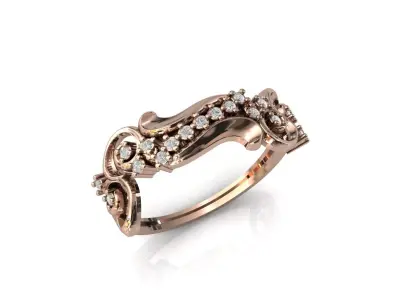 Women Ring Diamond Stone STL 3DM Lightweight Printable 3D print model 49