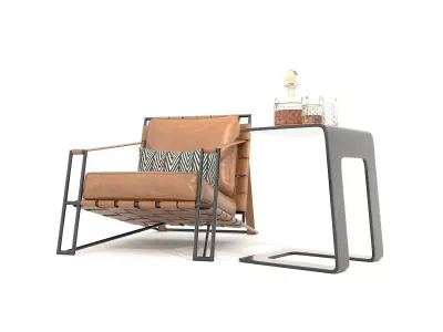 Modern Coffee Table and Armchair Set 70 3D model