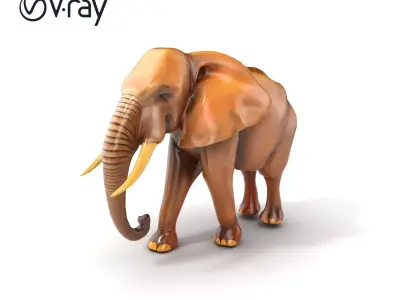Elephant with Natural Scratches D model pack Low-poly 3D model