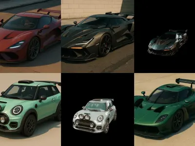 Sport Car bundle 3 pack 100 glb 3D model