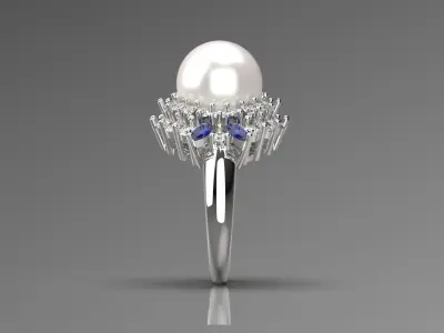 woman pearl jewelry ring pr0016 3D print model