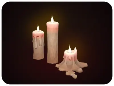 Stylized Candle Small Set Low-poly 3D model
