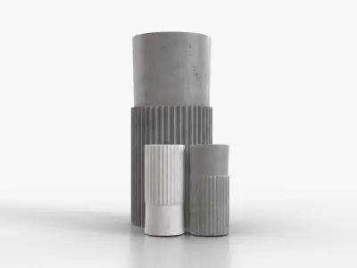 Vase Concrete Set Low-poly 3D model