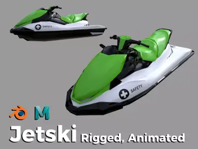 Green Jetski Low-poly 3D model