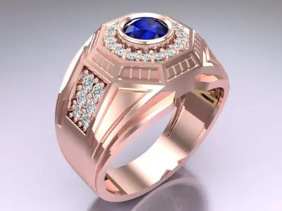 Diamond Rings - Mens Ring - N6196 3D print model