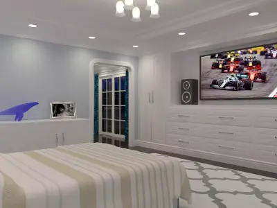 Large bedroom with ensuite bathroom 3D model