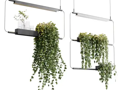 Rectangle pot light pendant - plant light hanging 20 3D model