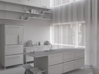 The Glass Blocks Duplex Interior Scene 3D model