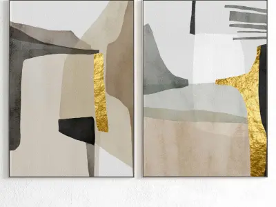 Plaster Two Photo Frame 232 Low-poly 3D model