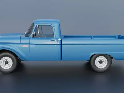 Pickup Truck F100 Long Bed 1966 3D print model
