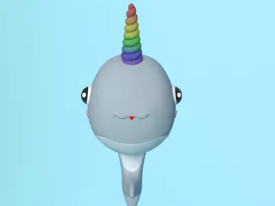 Dolphino narwhal with rainbow horn 3D model