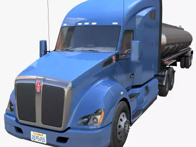 Kenworth T680 tanker semitruck Low-poly 3D model