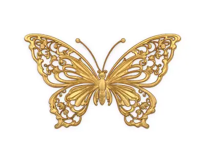 Classic butterfly decor ornament carved 55 3D model