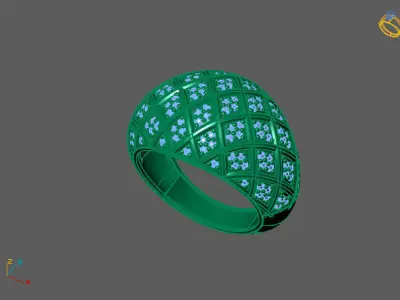 STL 3DM Print Ready Women Diamond Ring Lightweight Printable  3D print model 35