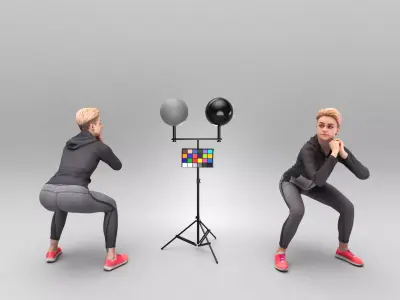 Young woman doing squats 376 Low-poly 3D model
