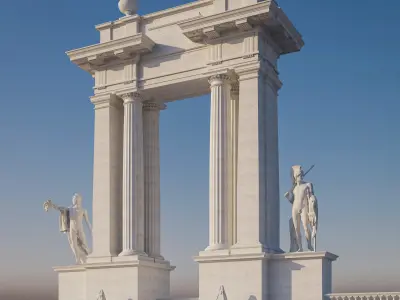 Entrance group Portal   Arched opening  Gate  Doric column 3D model