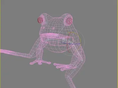 Frogs and Mosquito in a complete cartoon scene Low-poly 3D model